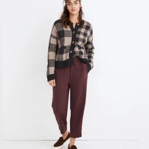 Madewell Tapered Huston Pull-On Crop Pants Dark Fig Size XS